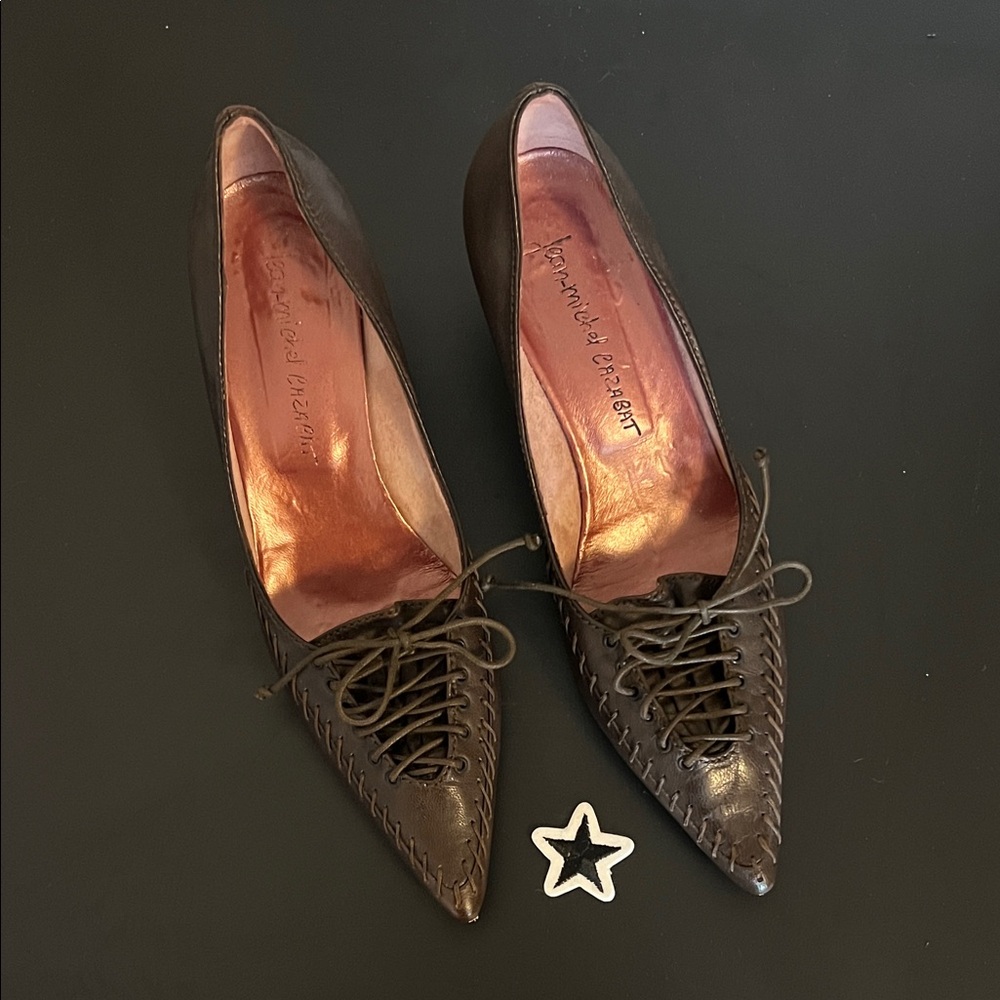 Jean-Michel Cazabat (Italy) Dark Brown Pointed Lace-Up Womens Pumps, Size EU 39